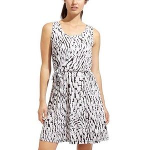 Athleta Sweet Saturday Faux Wrap Mini Athletic Dress Black White Sz M Sporty Gym